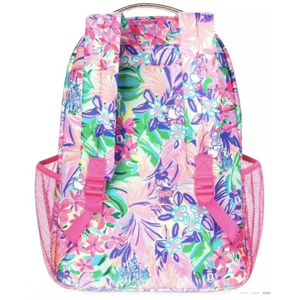 Disney Parks Lilly Pulitzer Backpack Large Dreamin Minnie Daisy Pink Bag NEW‎